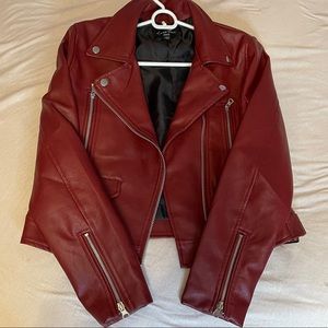 NEVER WORN: Vegan Leather Jacket in Burgundy